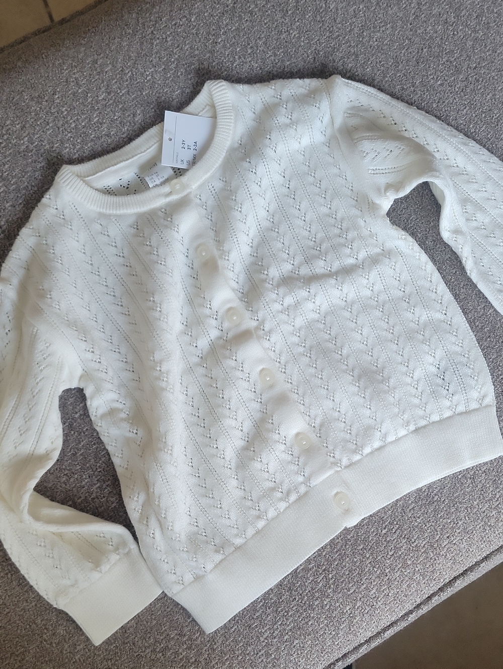 H&M Cream Pointelle Button-Up Cardigan